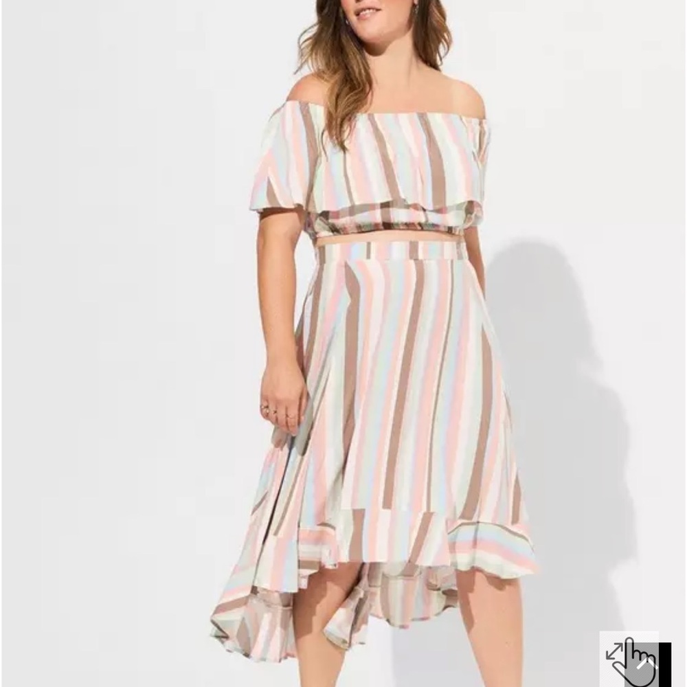Midi Challis Off Shoulder Hi-Low Skirt Set NWT Torrid Size 5